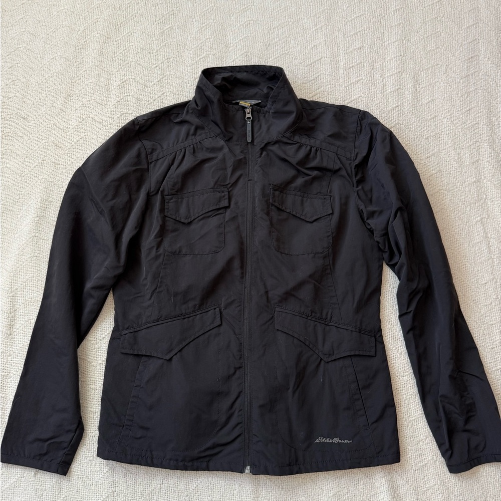 Eddie Bauer Women’s Medium Black Utility Jacket Windbreaker Worn Twice